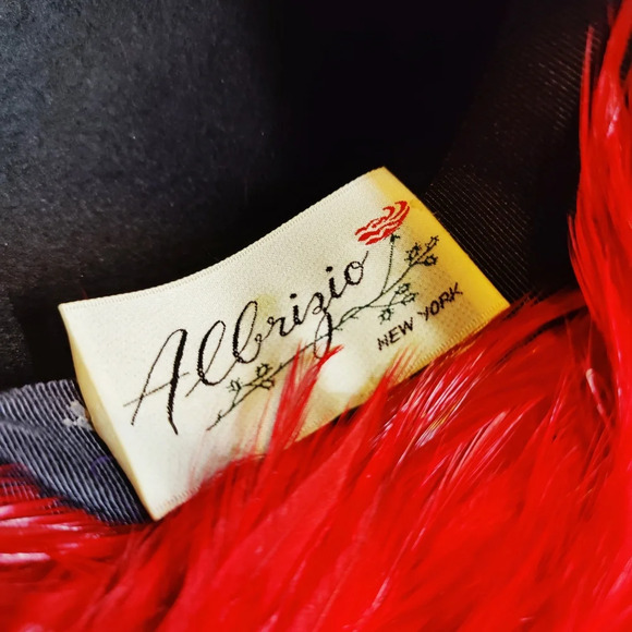 Vintage Albrizio Hat / Red Feathers + Rhinestones - Picture 6 of 7